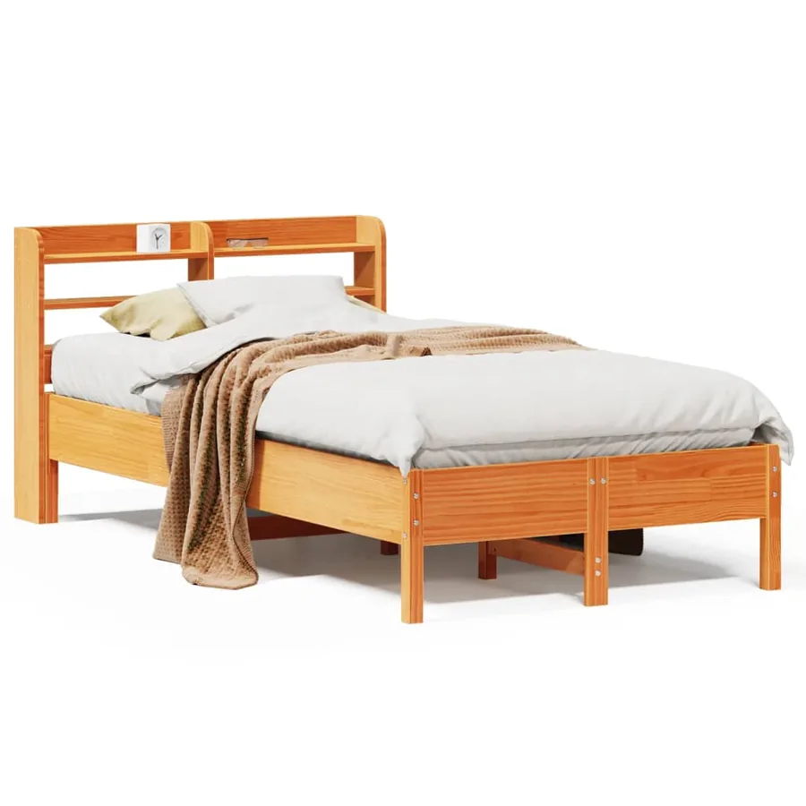 Cadre de lit sans matelas cire marron 120x200cm bois pin massif - 2