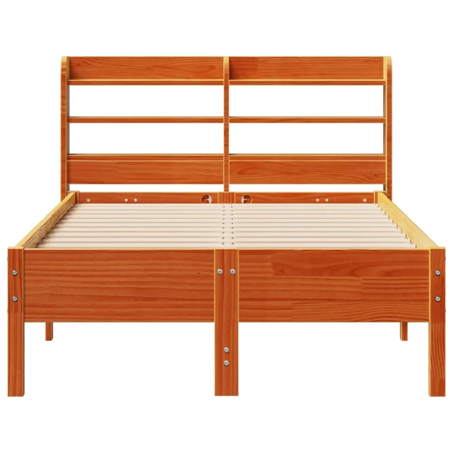 Cadre de lit sans matelas cire marron 120x200cm bois pin massif - 4