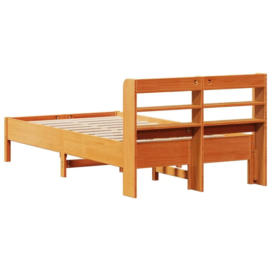 Cadre de lit sans matelas cire marron 120x200cm bois pin massif - 6