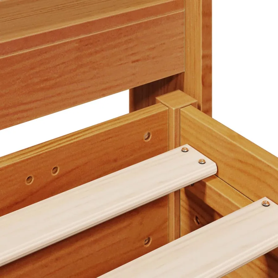 Cadre de lit sans matelas cire marron 120x200cm bois pin massif - 9