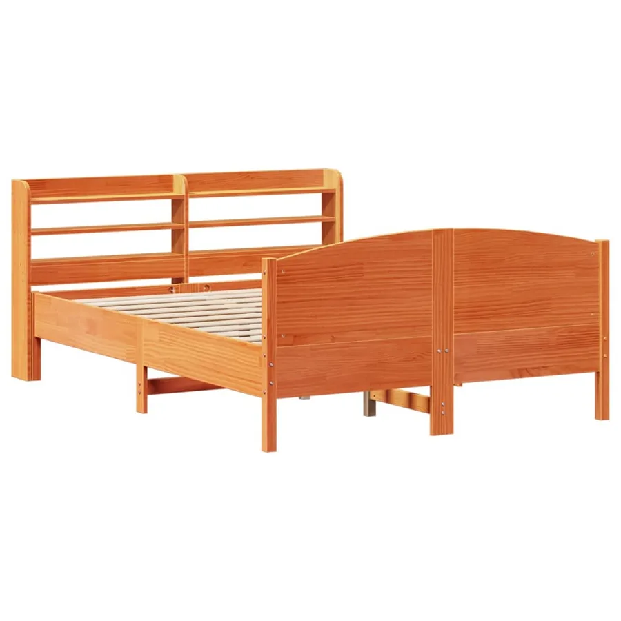 Cadre de lit sans matelas cire marron 120x190cm bois pin massif - 3