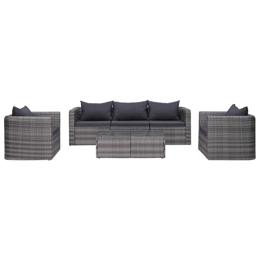 Garden lounge set 6 pcs and cushions and pillows Poly rattan