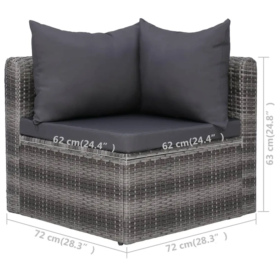 Garden lounge set 6 pcs and cushions and pillows Poly rattan - 11