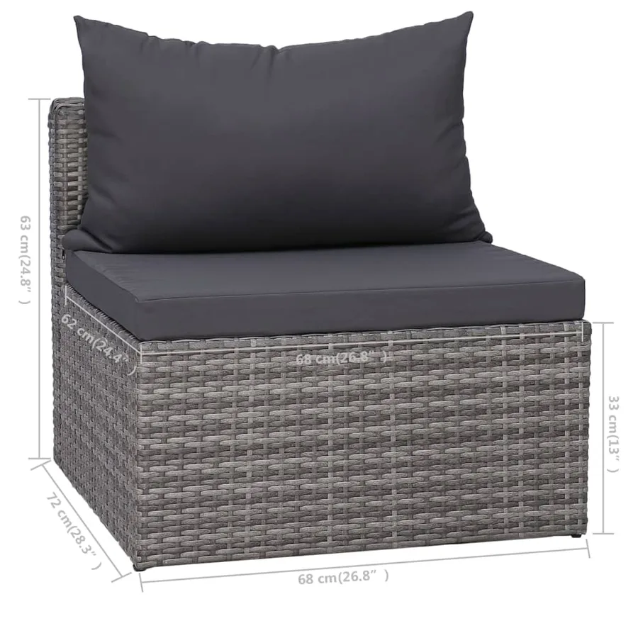 Garden lounge set 6 pcs and cushions and pillows Poly rattan - 12