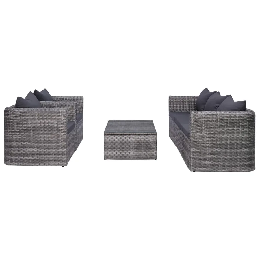 Garden lounge set 6 pcs and cushions and pillows Poly rattan - 2