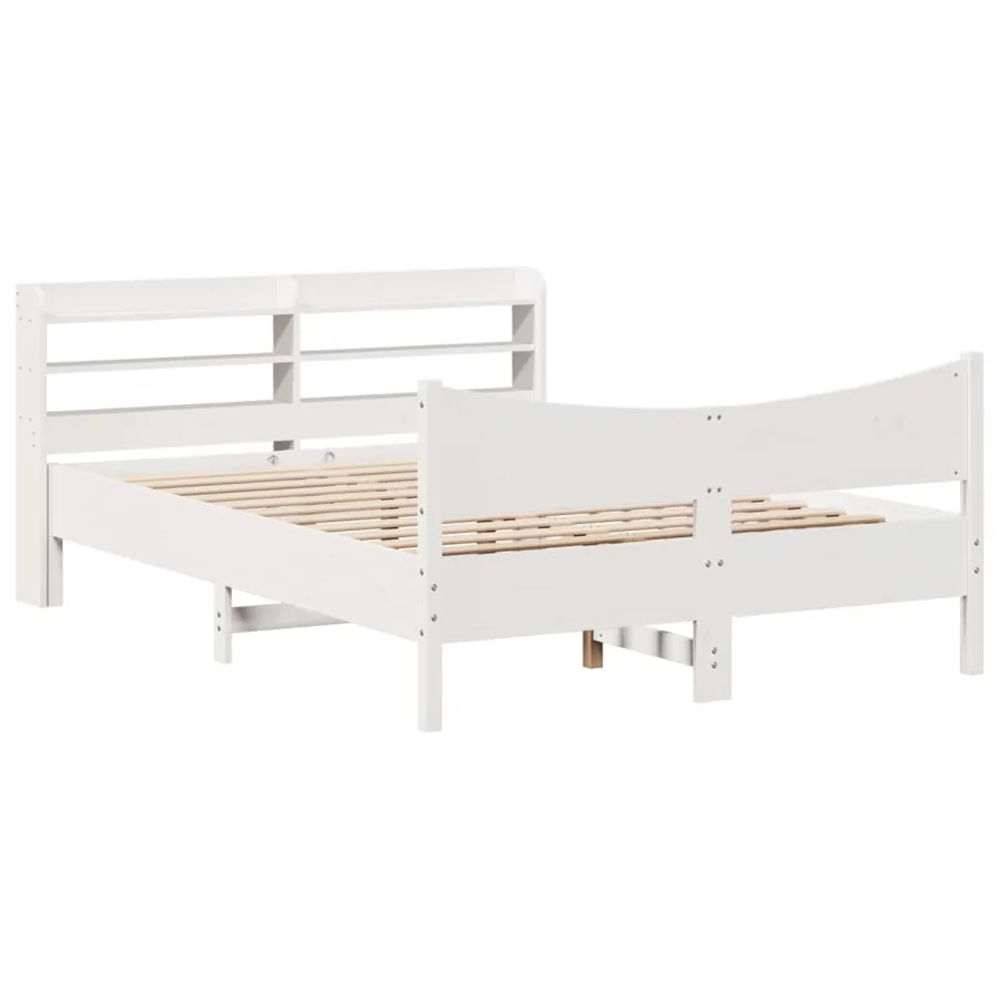 Cadre de lit avec tête de lit blanc 120x200 cm bois pin massif - 2