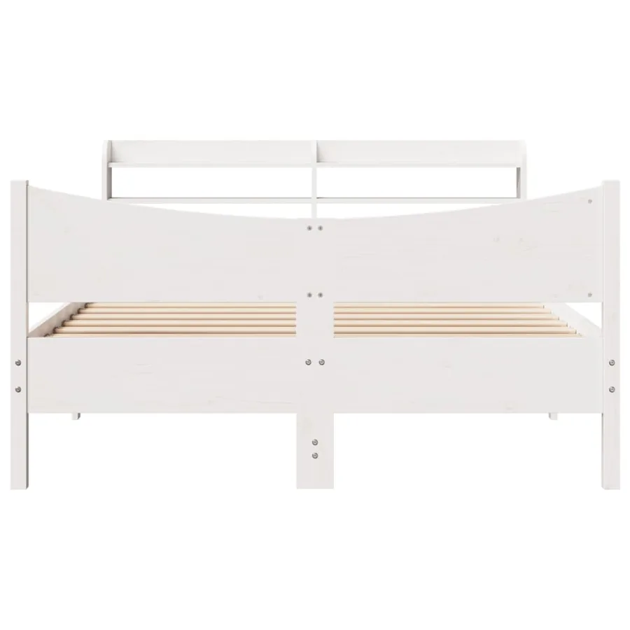 Cadre de lit avec tête de lit blanc 120x200 cm bois pin massif - 4