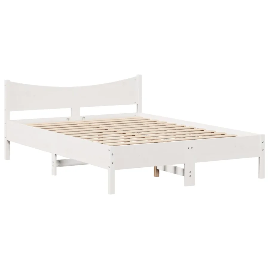 Cadre de lit avec tête de lit blanc 120x200 cm bois pin massif - 5