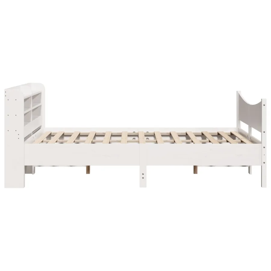 Cadre de lit avec tête de lit blanc 120x200 cm bois pin massif - 7