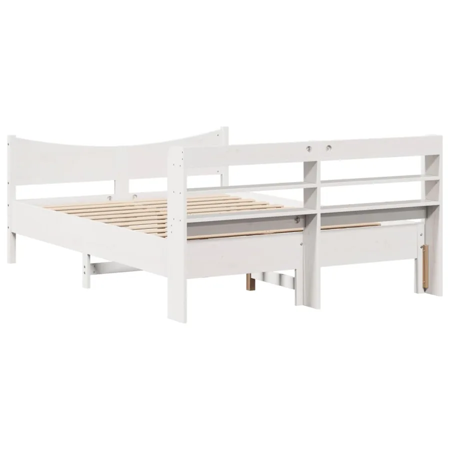 Cadre de lit avec tête de lit blanc 120x200 cm bois pin massif - 8