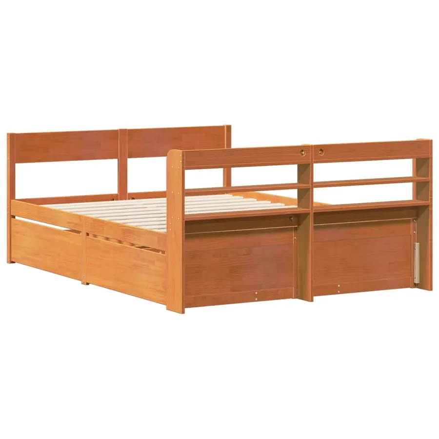 Cadre de lit sans matelas cire marron 120x200cm bois pin massif - 8