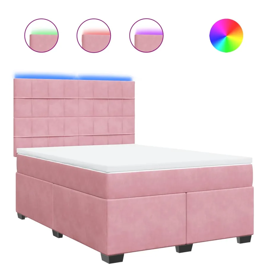 Sommier à lattes de lit avec matelas Rose 140x190 cm Velours - 2