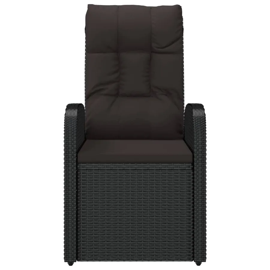 Garden reclining chair 2 pcs and cushions Poly rattan Black - 4