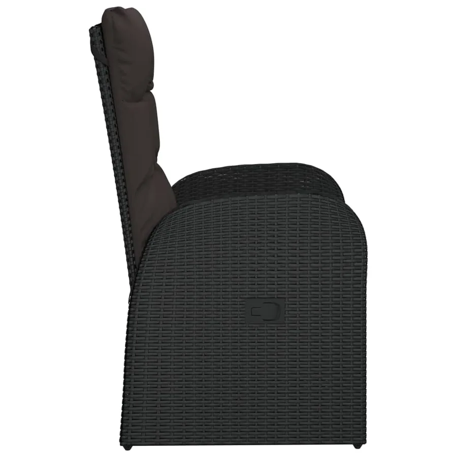Garden reclining chair 2 pcs and cushions Poly rattan Black - 5