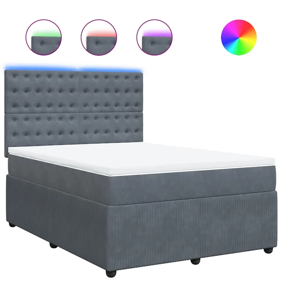 Sommier à lattes de lit et matelas Gris foncé 160x200cm Velours - 2