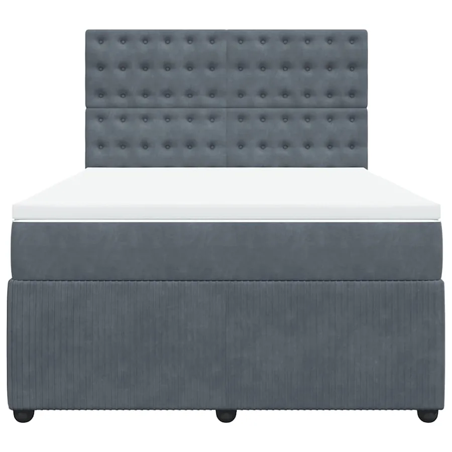 Sommier à lattes de lit et matelas Gris foncé 160x200cm Velours - 6
