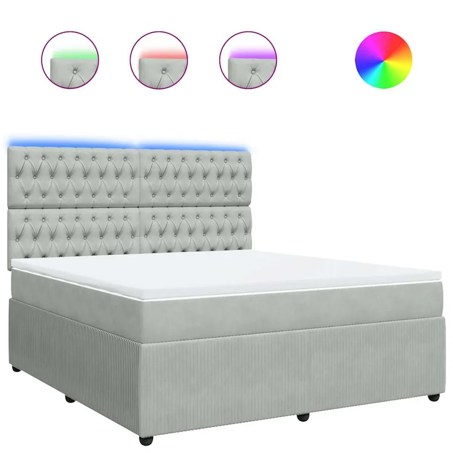 Sommier à lattes de lit et matelas Gris clair 180x200cm Velours - 2