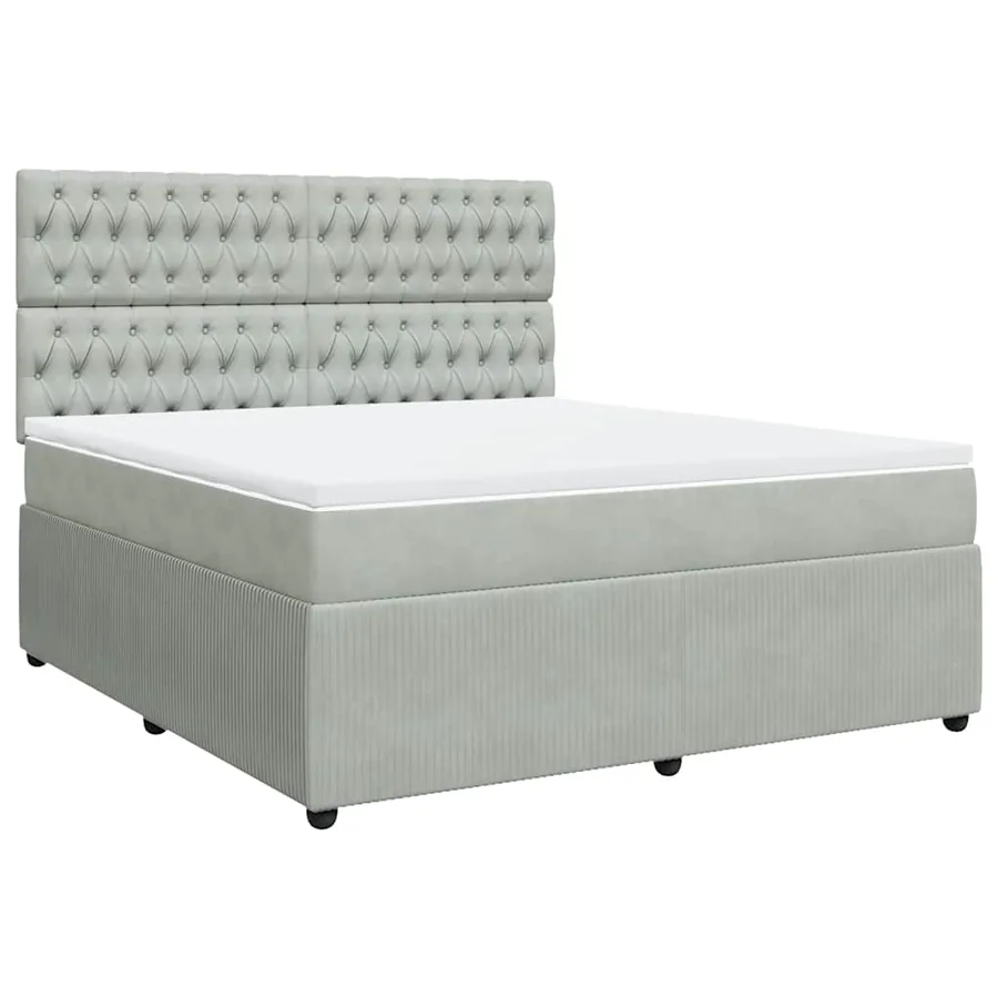 Sommier à lattes de lit et matelas Gris clair 180x200cm Velours - 3