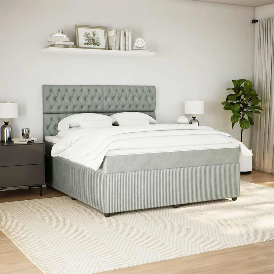 Sommier à lattes de lit et matelas Gris clair 180x200cm Velours - 5