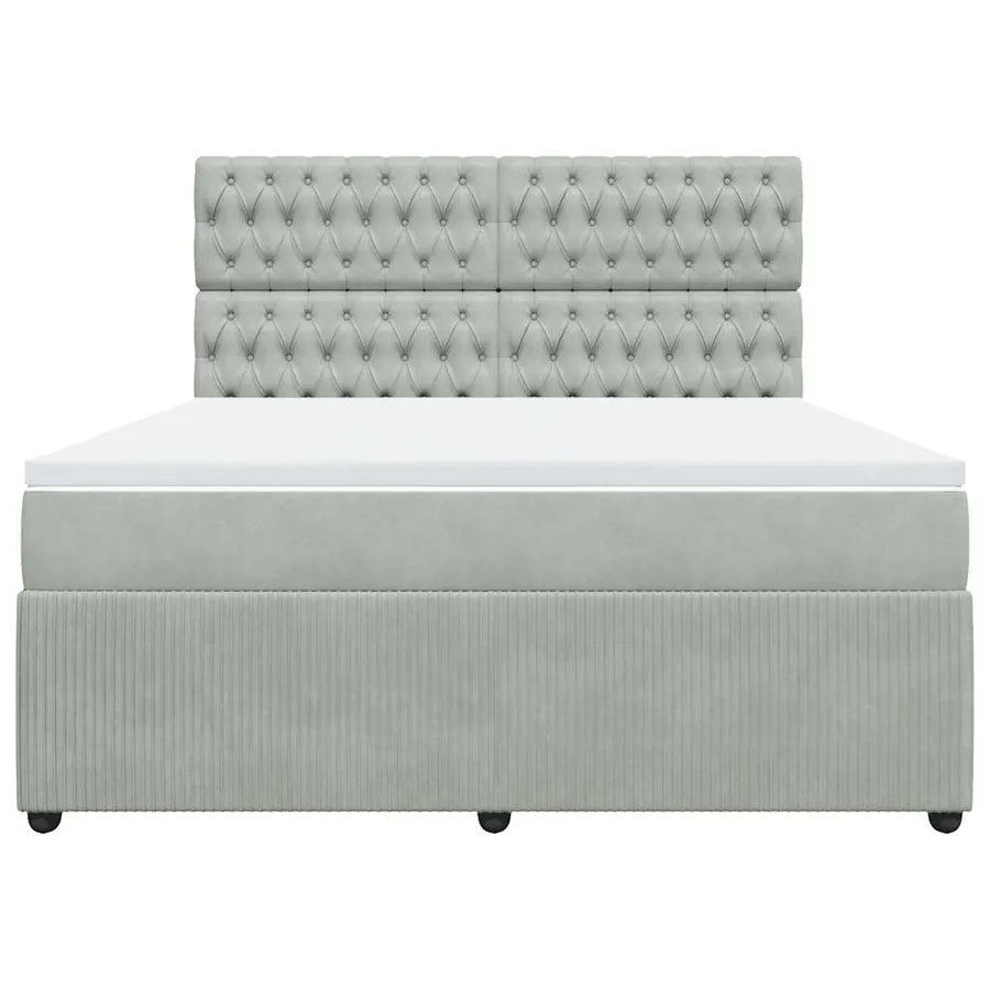Sommier à lattes de lit et matelas Gris clair 180x200cm Velours - 6