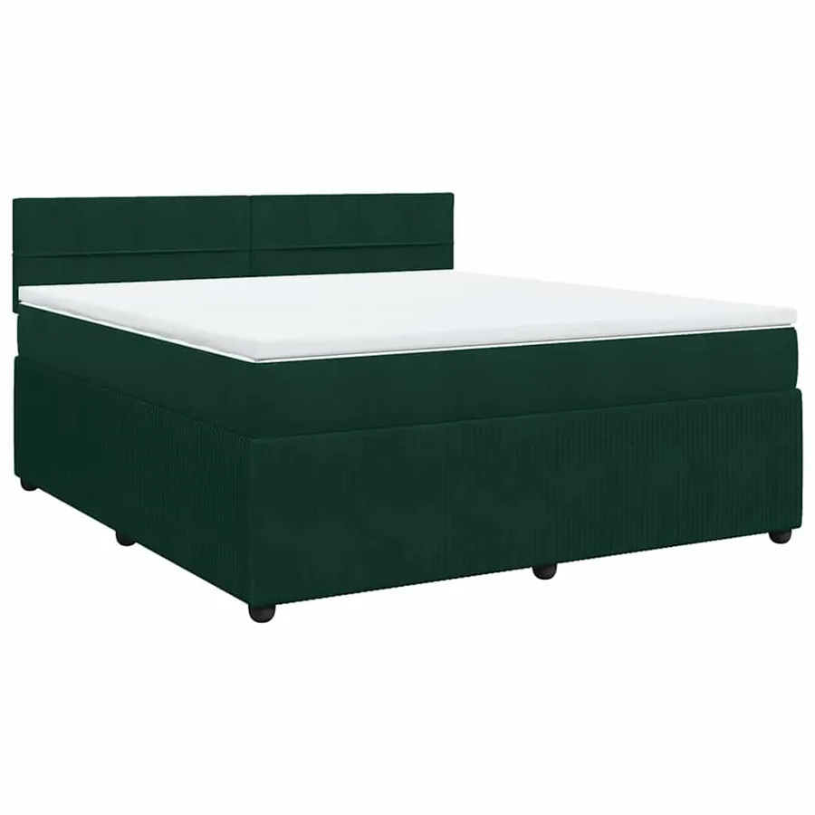 Sommier à lattes de lit et matelas Vert foncé 180x200cm Velours - 3