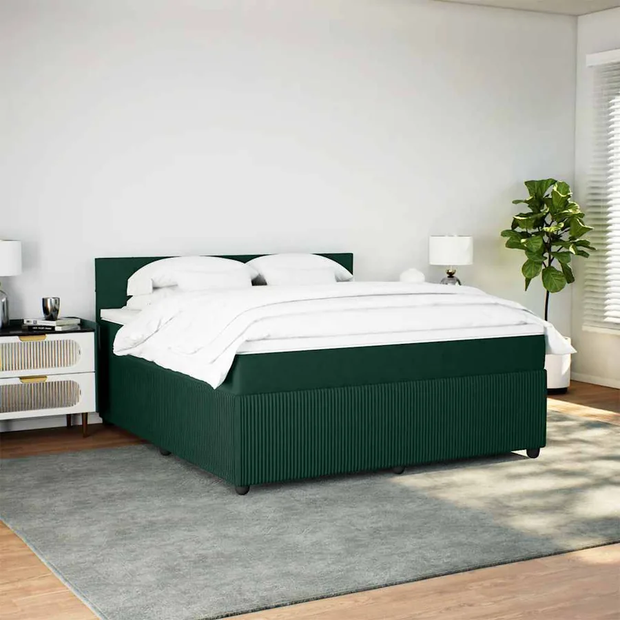 Sommier à lattes de lit et matelas Vert foncé 180x200cm Velours - 4