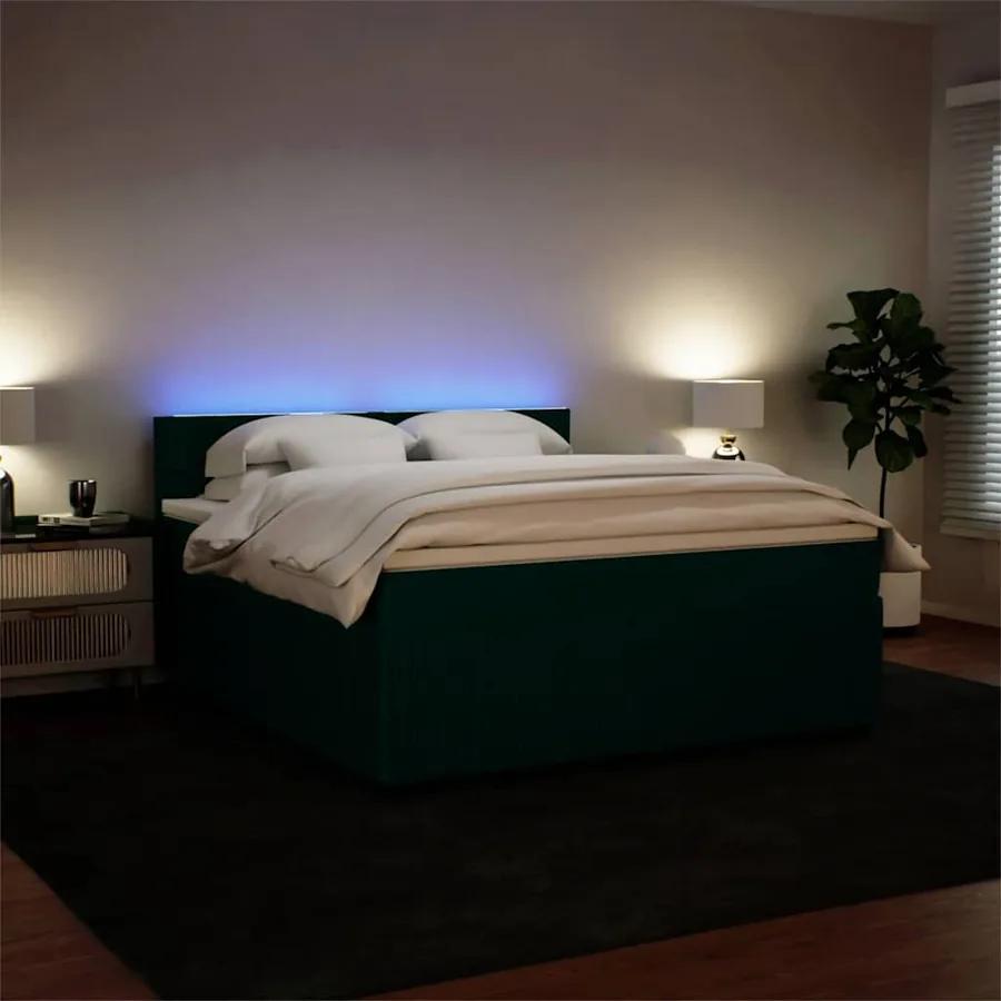 Sommier à lattes de lit et matelas Vert foncé 180x200cm Velours - 5