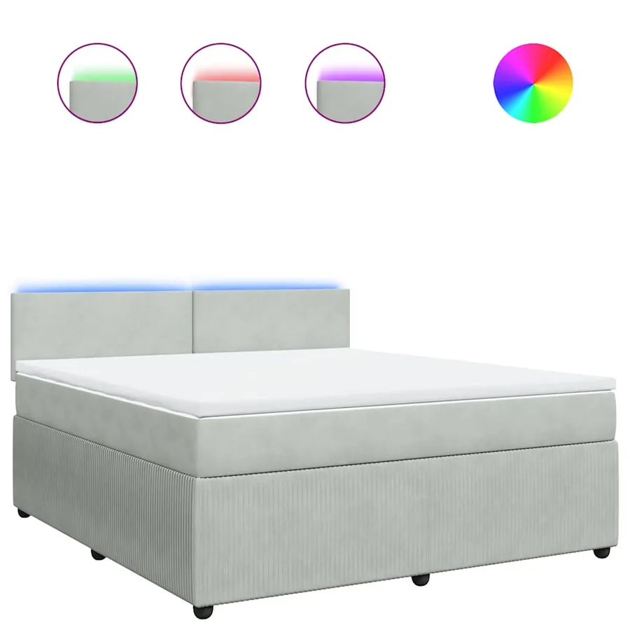 Sommier à lattes de lit et matelas Gris clair 180x200cm Velours - 2