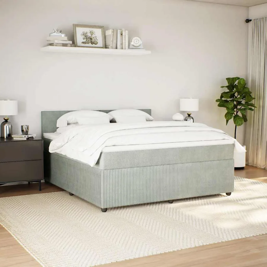 Sommier à lattes de lit et matelas Gris clair 180x200cm Velours - 4