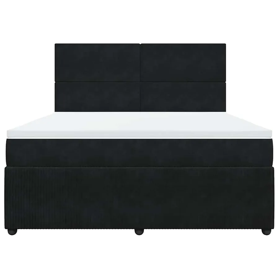 Sommier à lattes de lit avec matelas Noir 180x200 cm Velours - 4