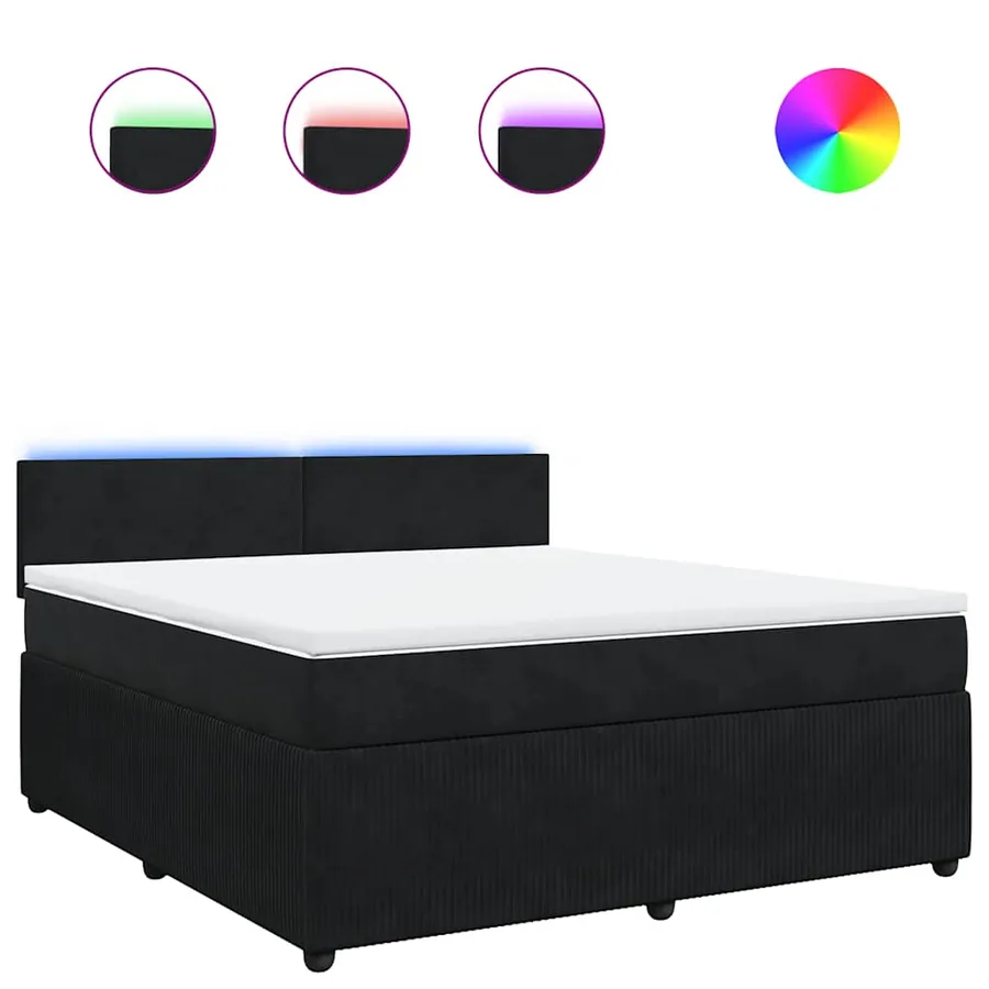 Sommier à lattes de lit avec matelas Noir 180x200 cm Velours - 2