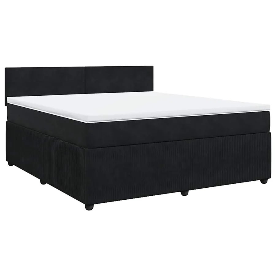 Sommier à lattes de lit avec matelas Noir 180x200 cm Velours - 3