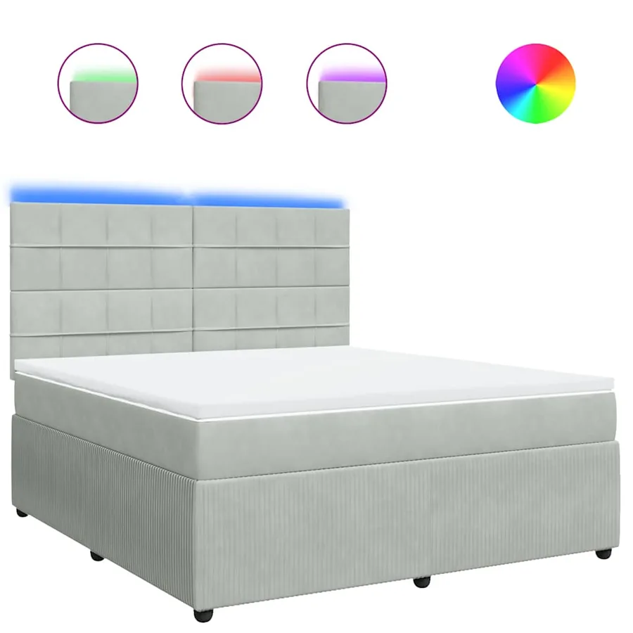 Sommier à lattes de lit et matelas Gris clair 180x200cm Velours - 2