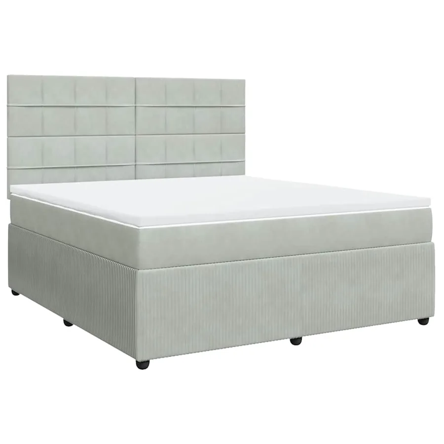 Sommier à lattes de lit et matelas Gris clair 180x200cm Velours - 3