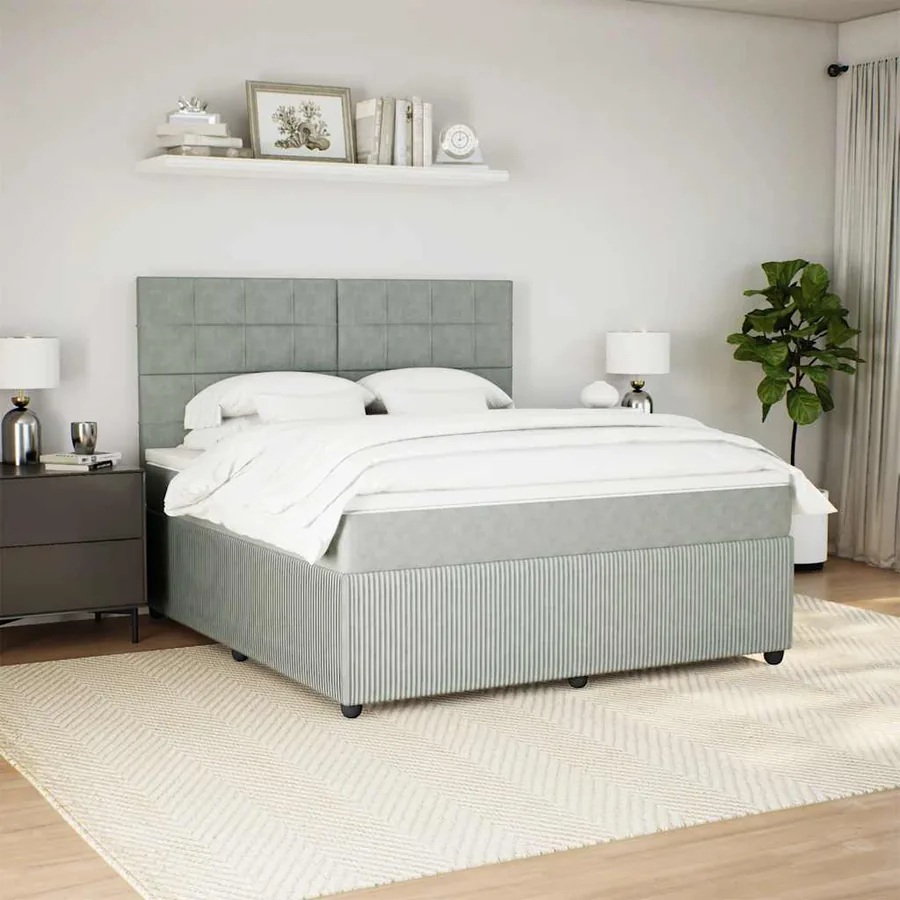 Sommier à lattes de lit et matelas Gris clair 180x200cm Velours - 5