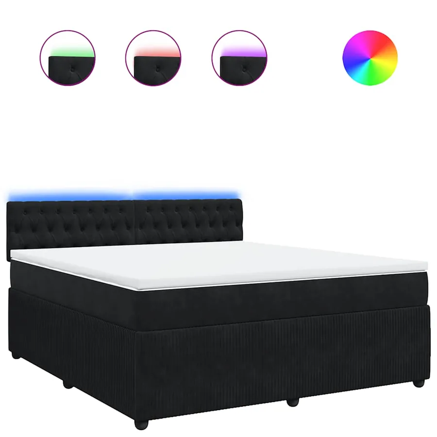 Sommier à lattes de lit avec matelas Noir 180x200 cm Velours - 2