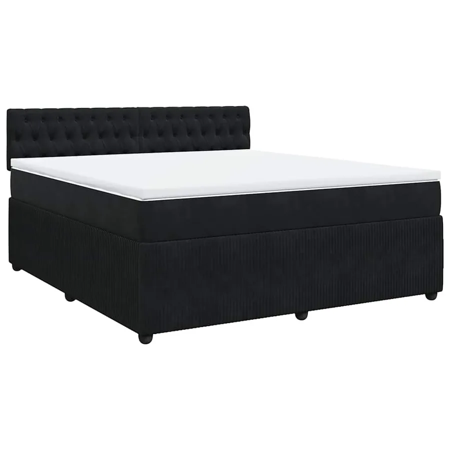 Sommier à lattes de lit avec matelas Noir 180x200 cm Velours - 3