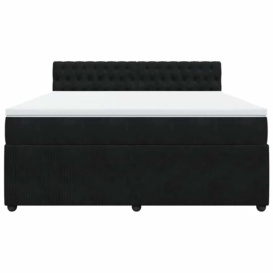 Sommier à lattes de lit avec matelas Noir 180x200 cm Velours - 6