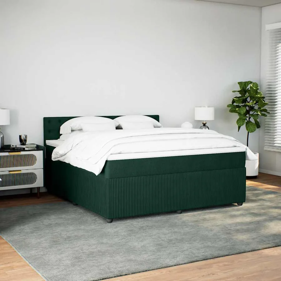 Sommier à lattes de lit et matelas Vert foncé 180x200cm Velours - 4