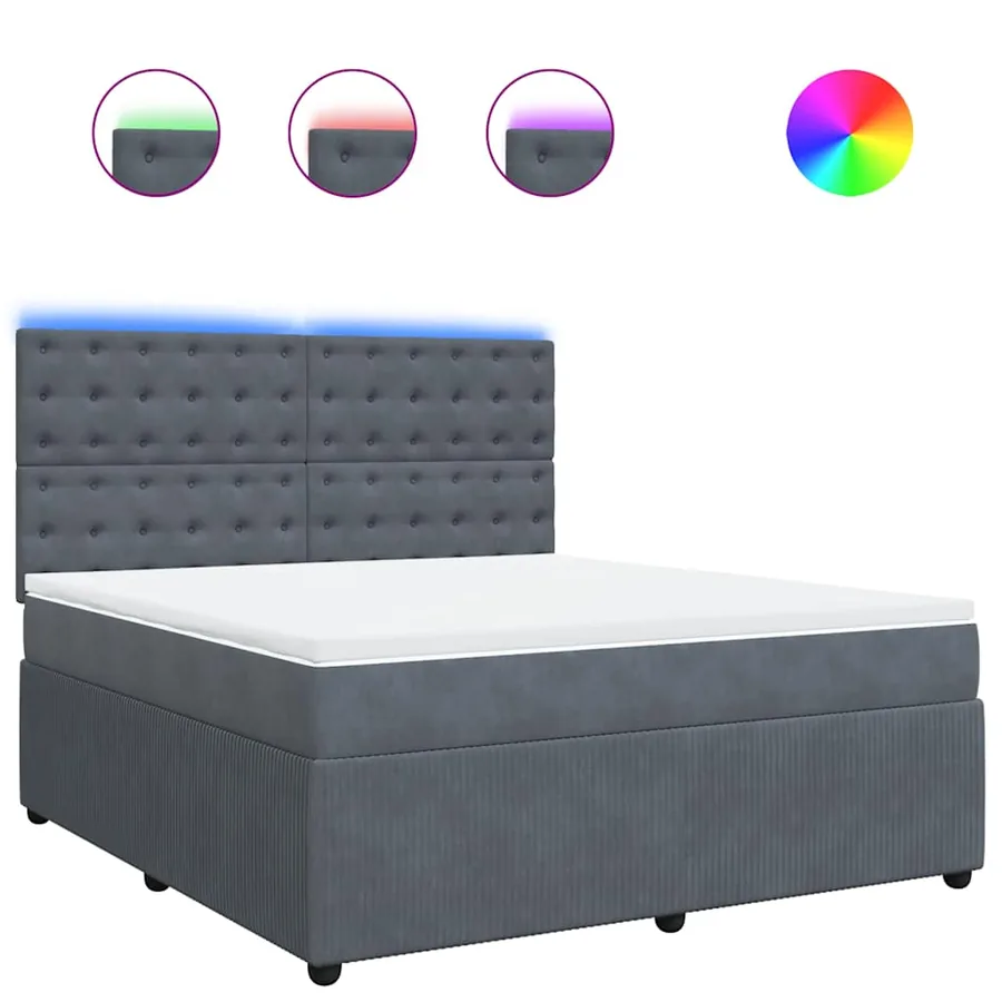 Sommier à lattes de lit et matelas Gris foncé 180x200cm Velours - 2