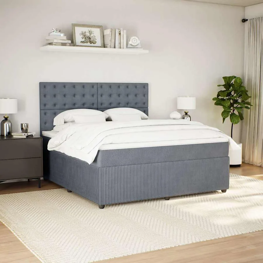 Sommier à lattes de lit et matelas Gris foncé 180x200cm Velours - 5