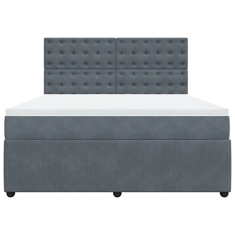 Sommier à lattes de lit et matelas Gris foncé 180x200cm Velours - 6