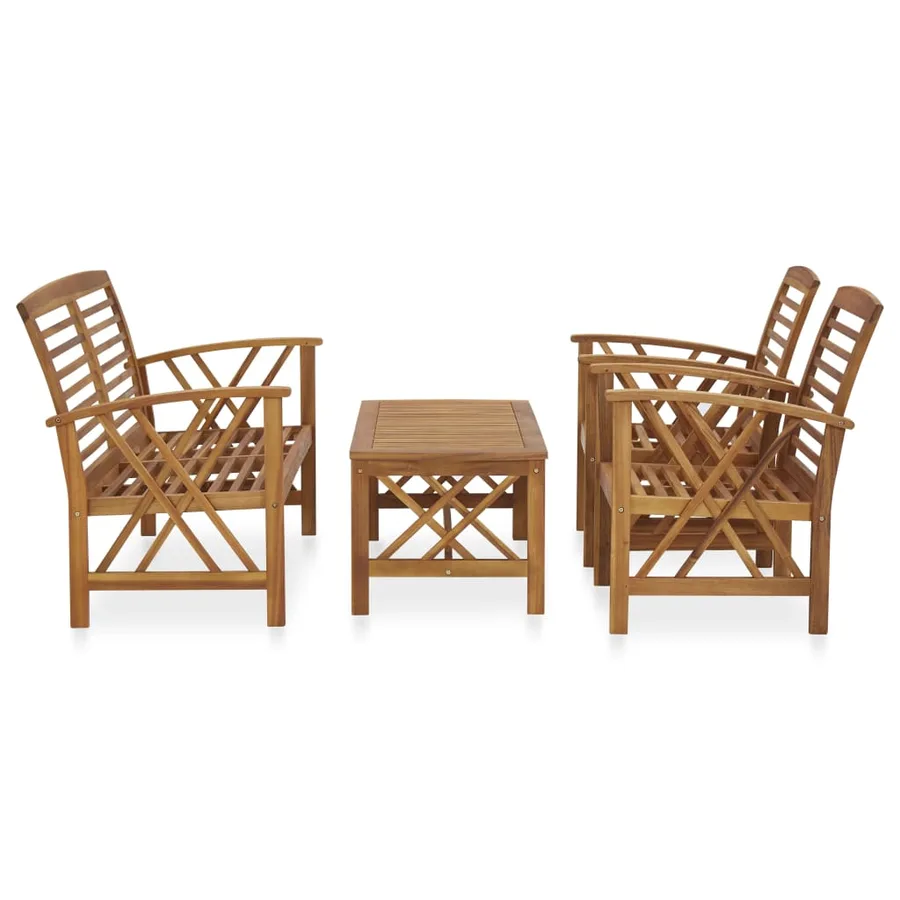 Salon de jardin 4 pcs Bois d'acacia solide - 2