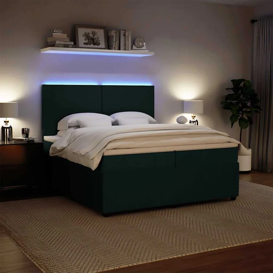 Sommier à lattes de lit et matelas Vert foncé 200x200cm Velours - 4