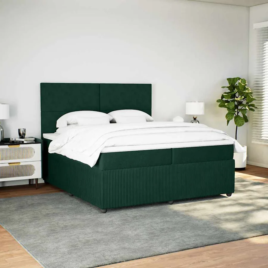 Sommier à lattes de lit et matelas Vert foncé 200x200cm Velours - 5