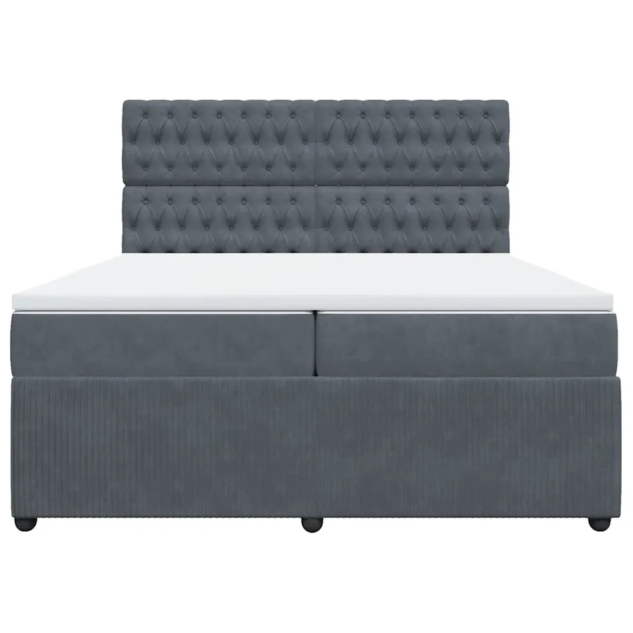 Sommier à lattes de lit et matelas Gris foncé 200x200cm Velours - 4
