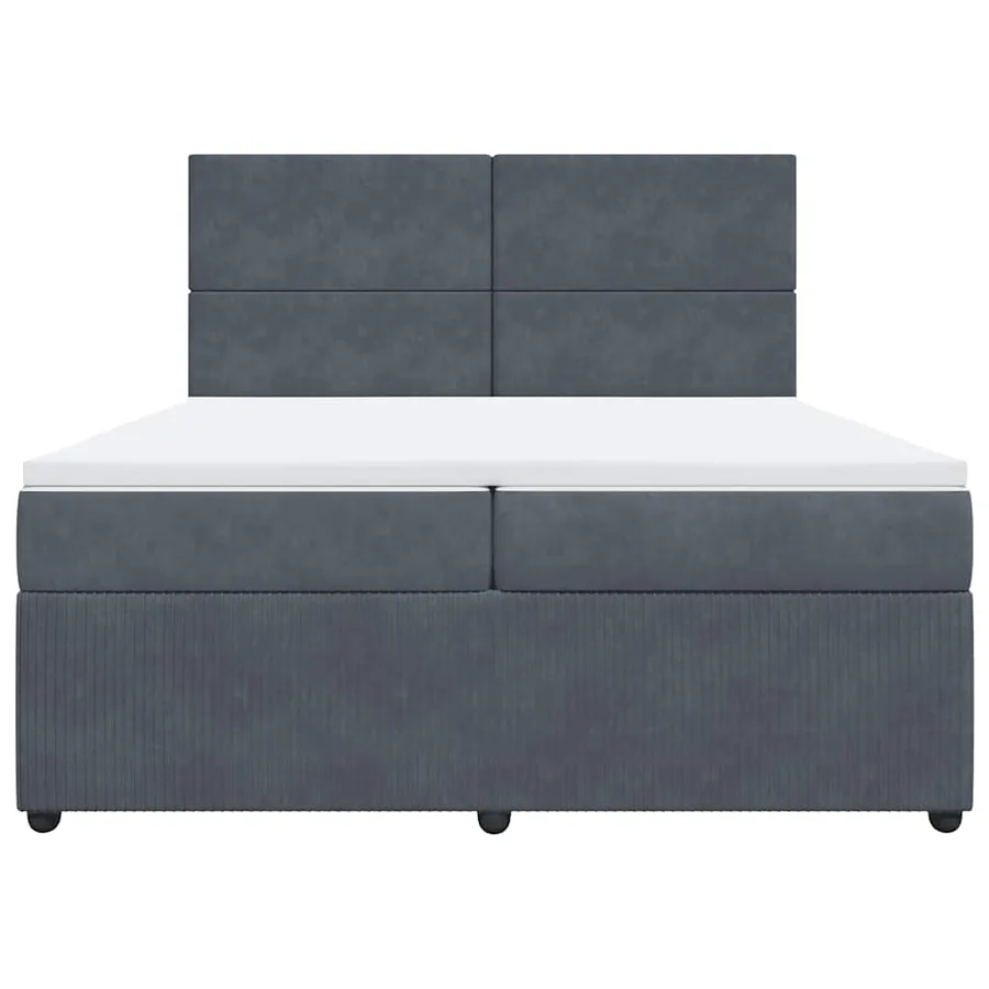 Sommier à lattes de lit et matelas Gris foncé 200x200cm Velours - 6
