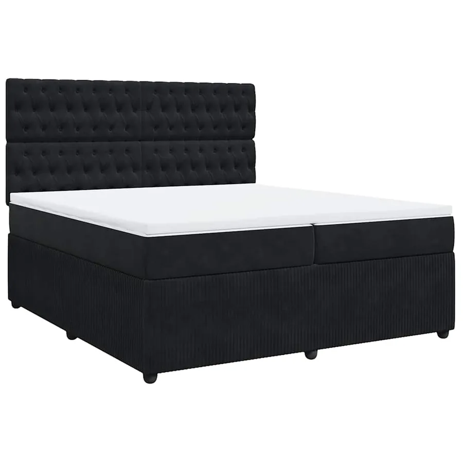 Sommier à lattes de lit et matelas Noir 200x200 cm Velours - 3