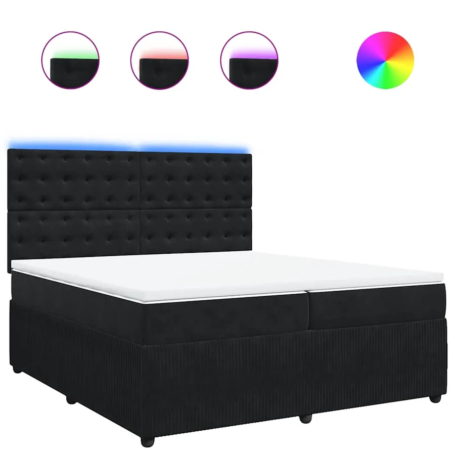 Sommier à lattes de lit et matelas Noir 200x200 cm Velours - 2
