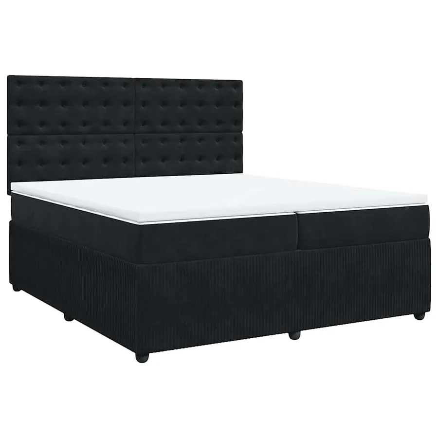 Sommier à lattes de lit et matelas Noir 200x200 cm Velours - 3